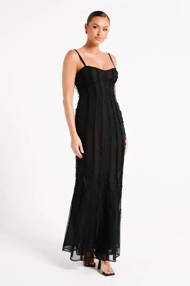 Meshki Maxi Dresses Women Jacinta Chiffon Maxi Dress 8211 Black Black