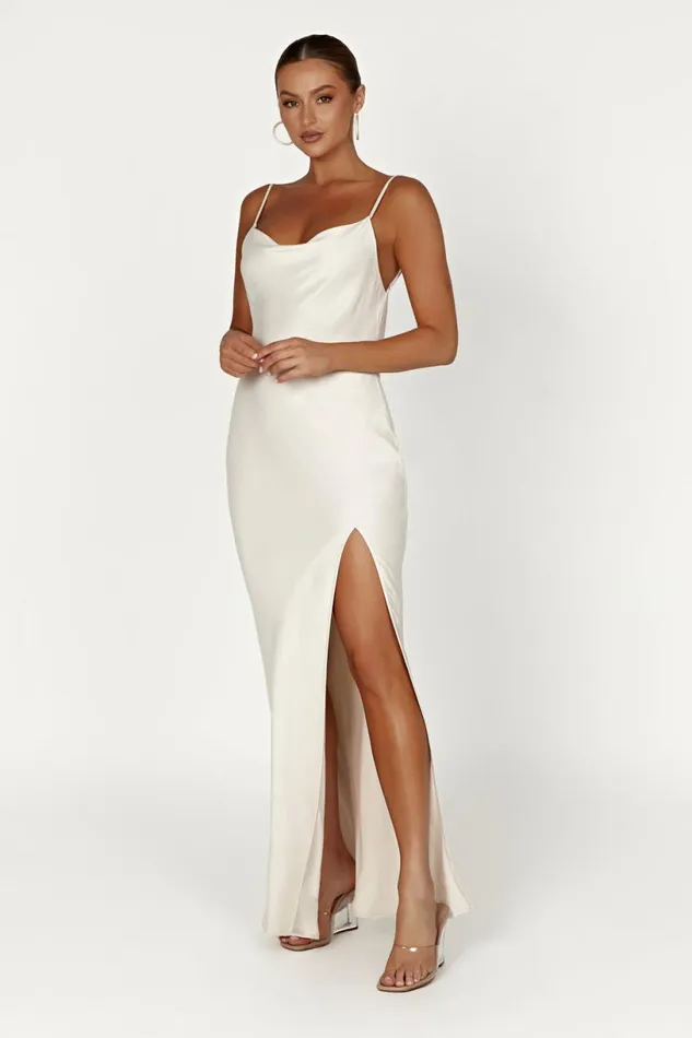 Meshki Maxi Dresses Women Jade Cowl Neck Backless Maxi Dress 8211 Bone Bone