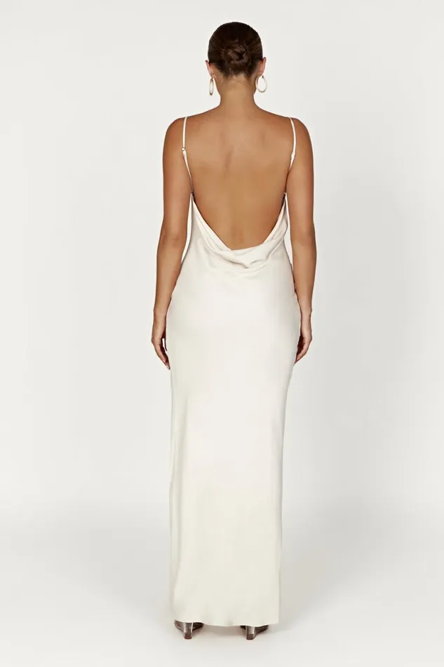 Meshki Maxi Dresses Women Jade Cowl Neck Backless Maxi Dress 8211 Bone Bone