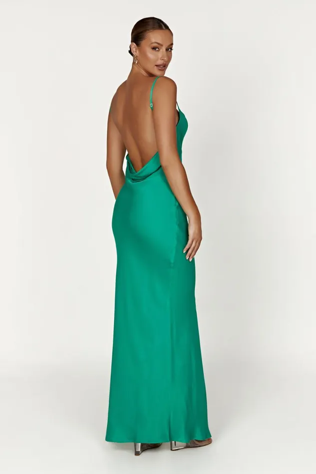 Meshki Maxi Dresses Women Jade Cowl Neck Backless Maxi Dress 8211 Green Green