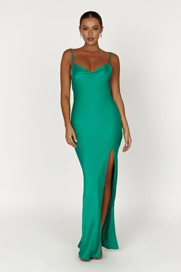 Meshki Maxi Dresses Women Jade Cowl Neck Backless Maxi Dress 8211 Green Green