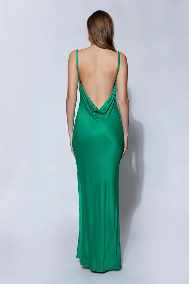 Meshki Maxi Dresses Women Jade Cowl Neck Backless Maxi Dress 8211 Green Green