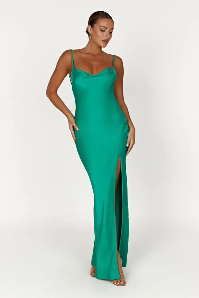 Meshki Maxi Dresses Women Jade Cowl Neck Backless Maxi Dress 8211 Green Green