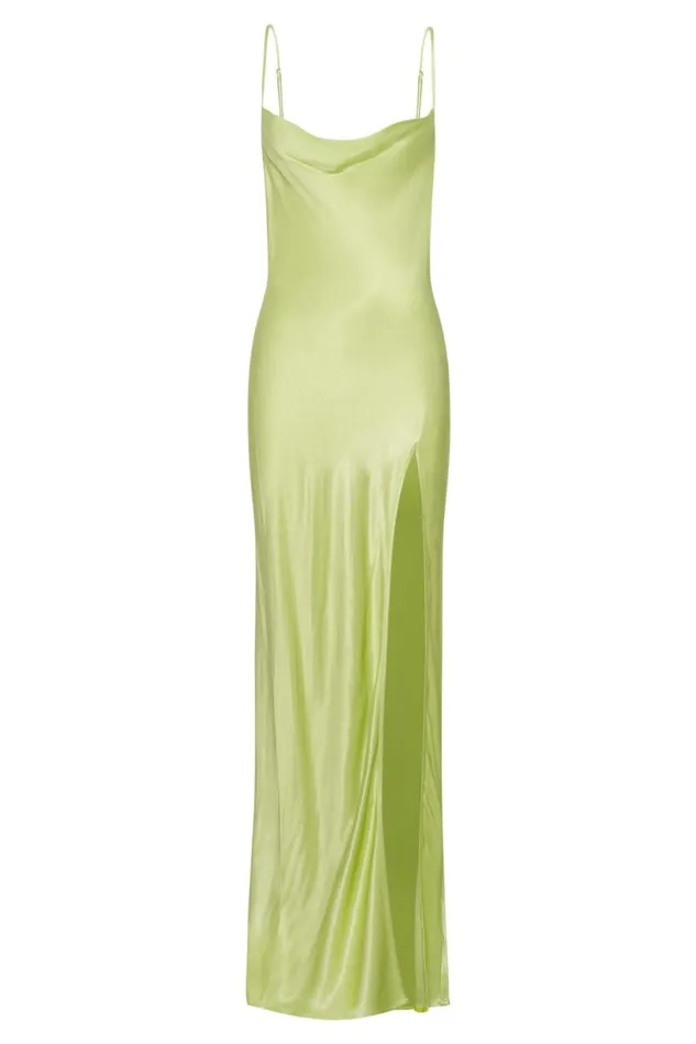 Meshki Maxi Dresses Women Jade Cowl Neck Backless Maxi Dress 8211 Pistachio Green Pistachiogreen