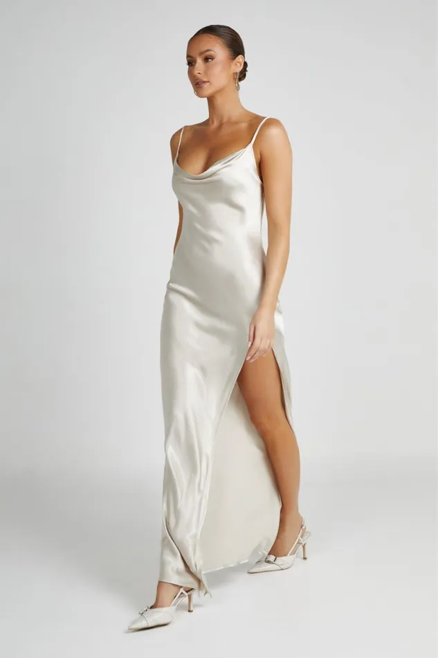 Meshki Maxi Dresses Women Jade Cowl Neck Backless Maxi Dress 8211 Sand Sand