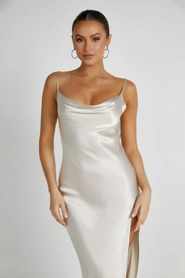 Meshki Maxi Dresses Women Jade Cowl Neck Backless Maxi Dress 8211 Sand Sand