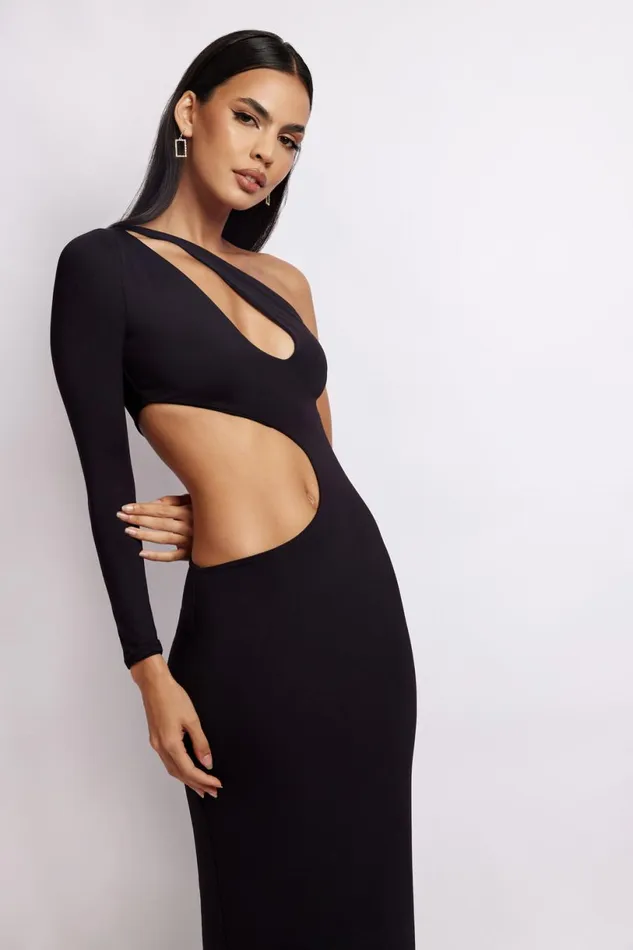 Meshki Maxi Dresses Women Joyce One Shoulder Cut Out Maxi Dress 8211 Black Black