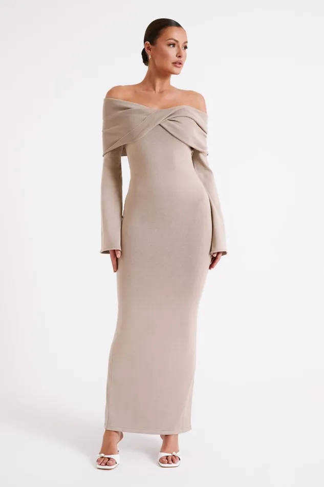 Meshki Maxi Dresses Women Kenny Long Sleeve Knit Dress 8211 Taupe Taupe