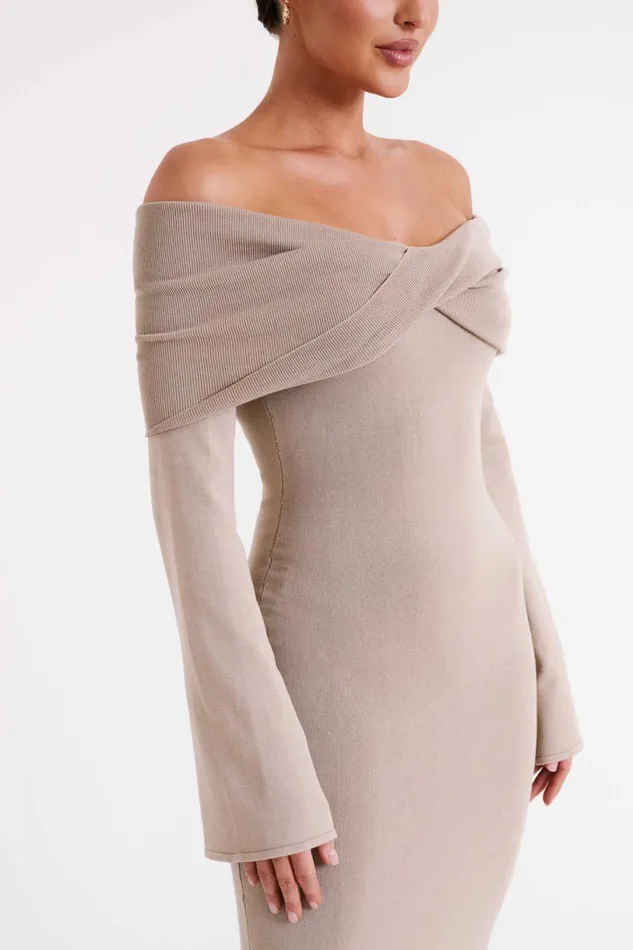 Meshki Maxi Dresses Women Kenny Long Sleeve Knit Dress 8211 Taupe Taupe