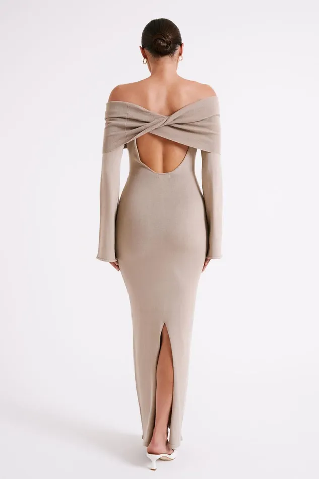 Meshki Maxi Dresses Women Kenny Long Sleeve Knit Dress 8211 Taupe Taupe