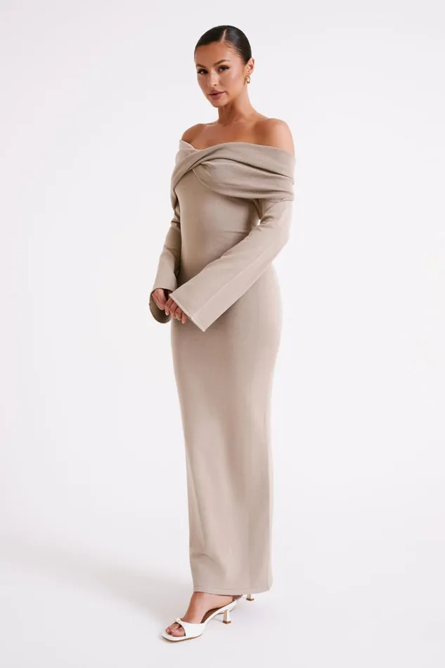 Meshki Maxi Dresses Women Kenny Long Sleeve Knit Dress 8211 Taupe Taupe