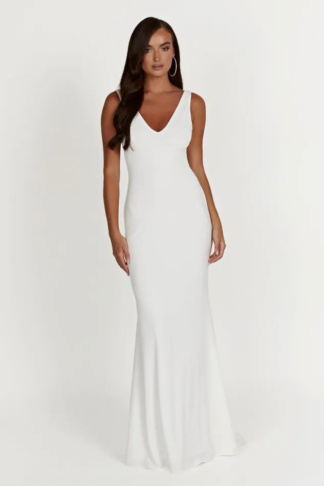 Meshki Maxi Dresses Women Kyla Low Back Gown 8211 White White