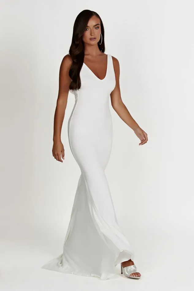 Meshki Maxi Dresses Women Kyla Low Back Gown 8211 White White