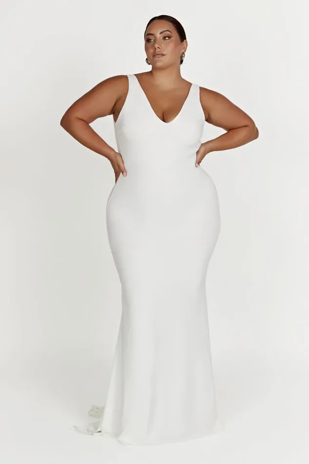 Meshki Maxi Dresses Women Kyla Low Back Gown 8211 White White