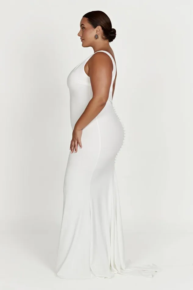 Meshki Maxi Dresses Women Kyla Low Back Gown 8211 White White