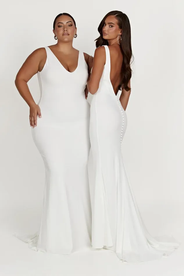 Meshki Maxi Dresses Women Kyla Low Back Gown 8211 White White