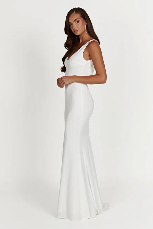 Meshki Maxi Dresses Women Kyla Low Back Gown 8211 White White