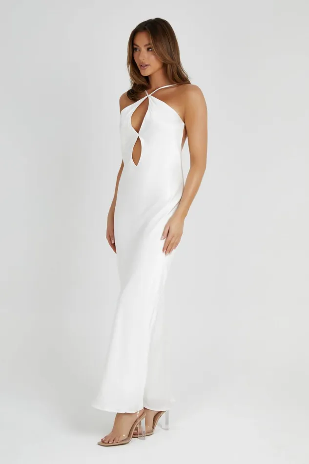 Meshki Maxi Dresses Women Lucia Satin Cut Out Maxi Dress 8211 White White