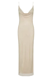 Meshki Maxi Dresses Women Madelaine Diamante Mesh Cowl Maxi Dress 8211 Cream Cream