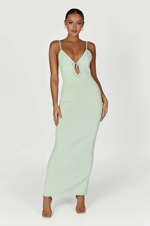 Meshki Maxi Dresses Women Maia Pointelle Knit Maxi Dress 8211 Pistachio Green Pistachiogreen