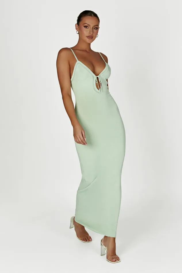 Meshki Maxi Dresses Women Maia Pointelle Knit Maxi Dress 8211 Pistachio Green Pistachiogreen
