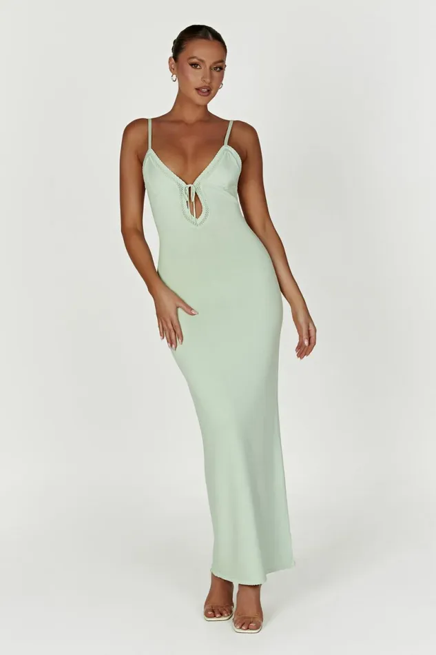 Meshki Maxi Dresses Women Maia Pointelle Knit Maxi Dress 8211 Pistachio Green Pistachiogreen