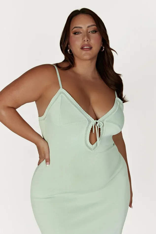 Meshki Maxi Dresses Women Maia Pointelle Knit Maxi Dress 8211 Pistachio Green Pistachiogreen