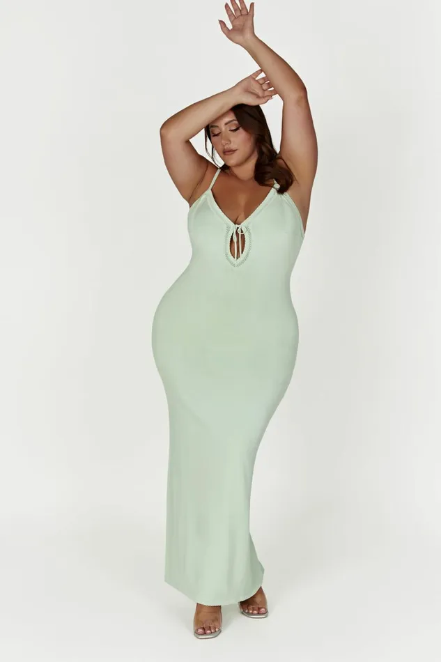 Meshki Maxi Dresses Women Maia Pointelle Knit Maxi Dress 8211 Pistachio Green Pistachiogreen
