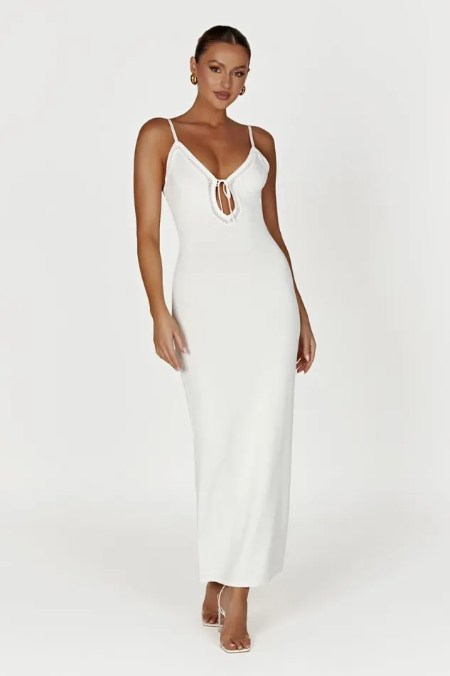 Meshki Maxi Dresses Women Maia Pointelle Knit Maxi Dress 8211 White White