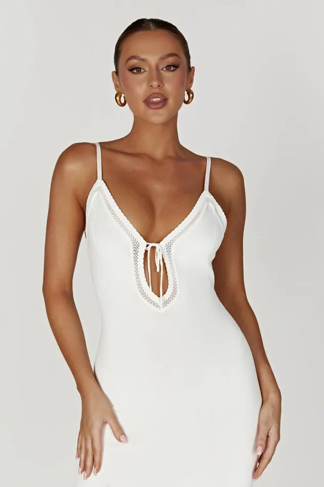Meshki Maxi Dresses Women Maia Pointelle Knit Maxi Dress 8211 White White