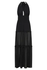 Meshki Maxi Dresses Women Marianna Tiered Halter Maxi Dress 8211 Black Black