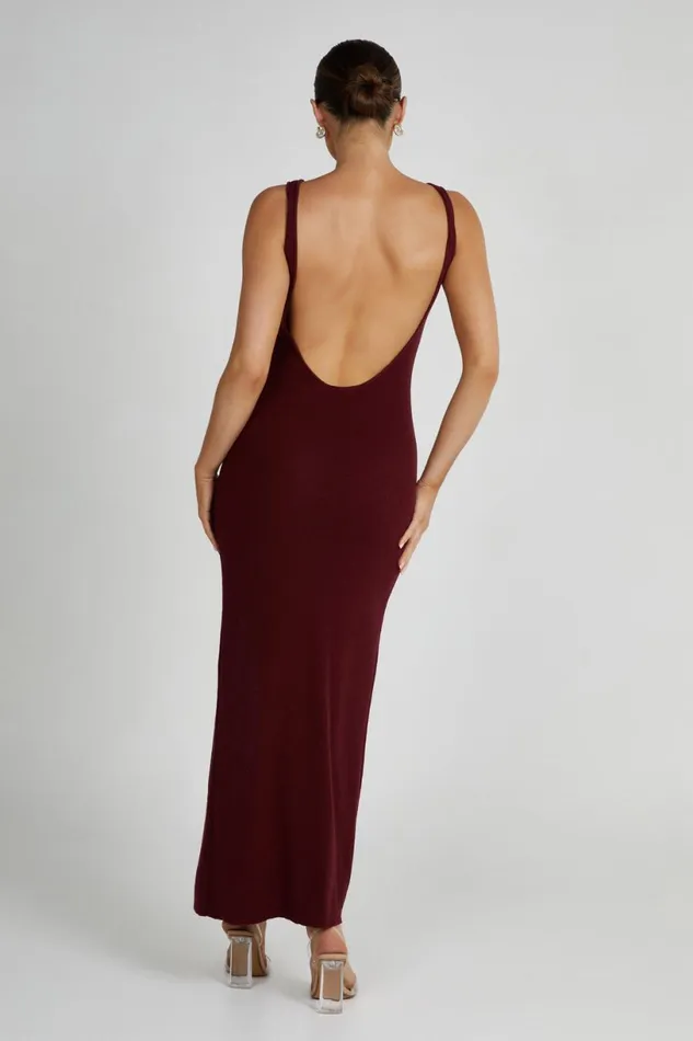 Meshki Maxi Dresses Women Maxine Sheer Knit Maxi Dress 8211 Berry Berry