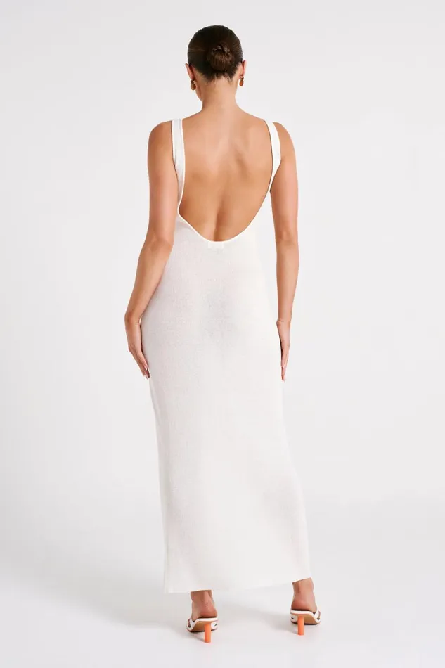 Meshki Maxi Dresses Women Maxine Sheer Knit Maxi Dress 8211 White White