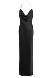 Meshki Maxi Dresses Women Melissa Satin Cowl Front Maxi Dress 8211 Black Black