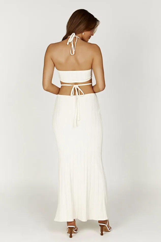 Meshki Maxi Dresses Women Minerva Cut Out Knit Maxi Dress 8211 Ivory Ivory