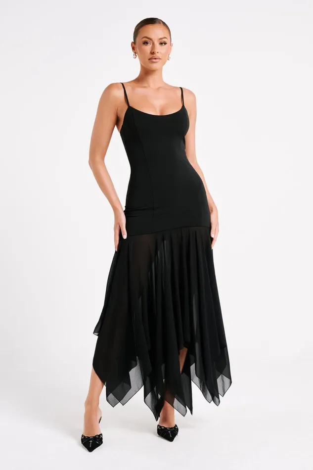 Meshki Maxi Dresses Women Minka Chiffon Maxi Dress 8211 Black Black