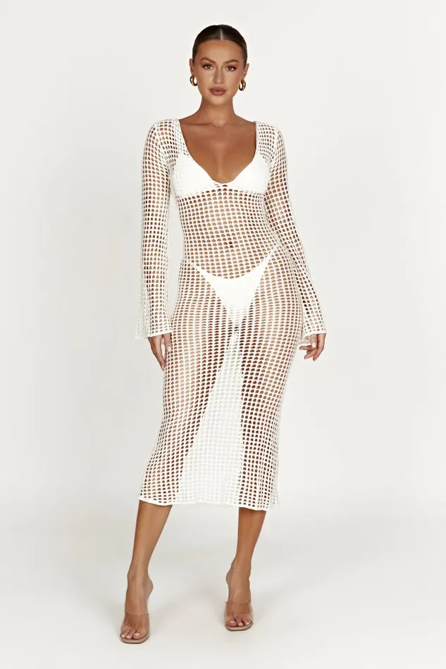 Meshki Maxi Dresses Women Murphy Long Sleeve Crochet Maxi Dress 8211 White White Meshki Maxi Dresses Women Murphy Long Sleeve Crochet Maxi Dress 8211 White White