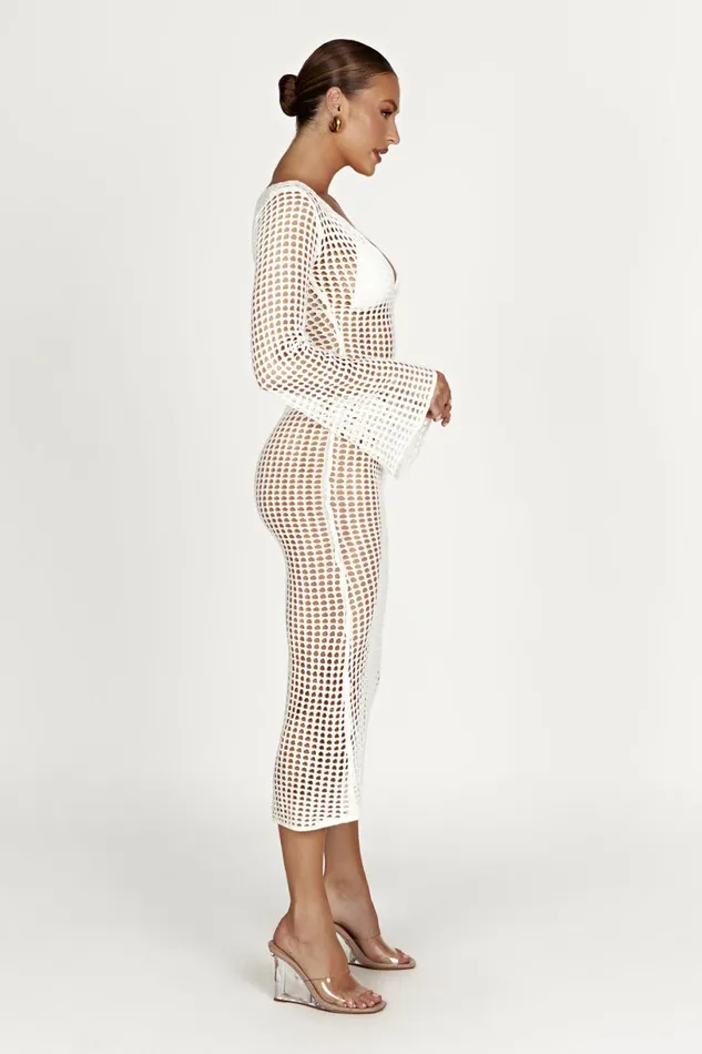Meshki Maxi Dresses Women Murphy Long Sleeve Crochet Maxi Dress 8211 White White Meshki Maxi Dresses Women Murphy Long Sleeve Crochet Maxi Dress 8211 White White