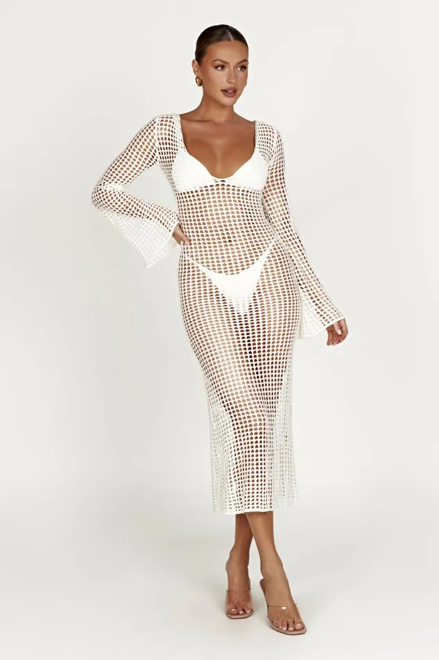 Meshki Maxi Dresses Women Murphy Long Sleeve Crochet Maxi Dress 8211 White White Meshki Maxi Dresses Women Murphy Long Sleeve Crochet Maxi Dress 8211 White White