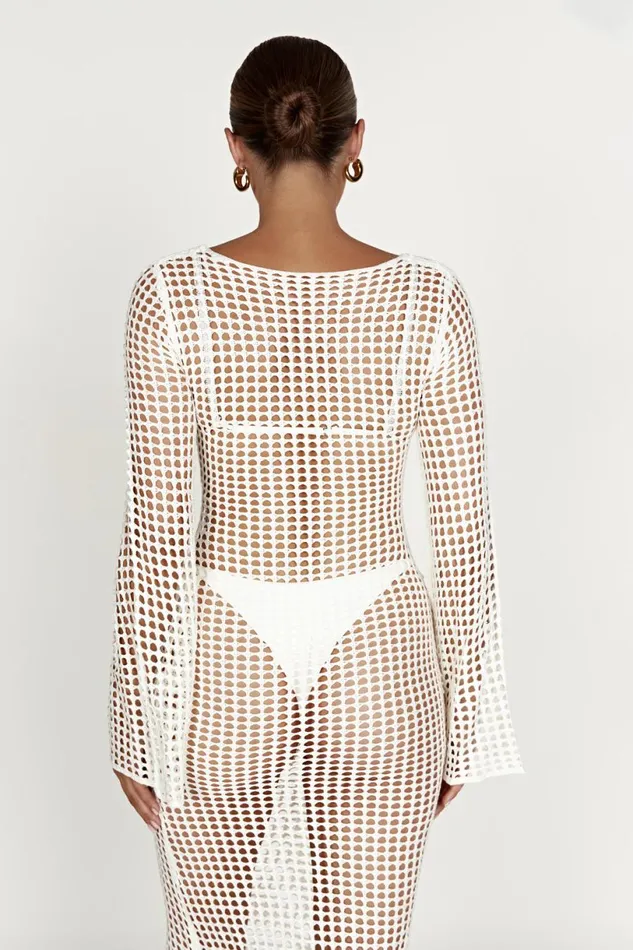 Meshki Maxi Dresses Women Murphy Long Sleeve Crochet Maxi Dress 8211 White White Meshki Maxi Dresses Women Murphy Long Sleeve Crochet Maxi Dress 8211 White White