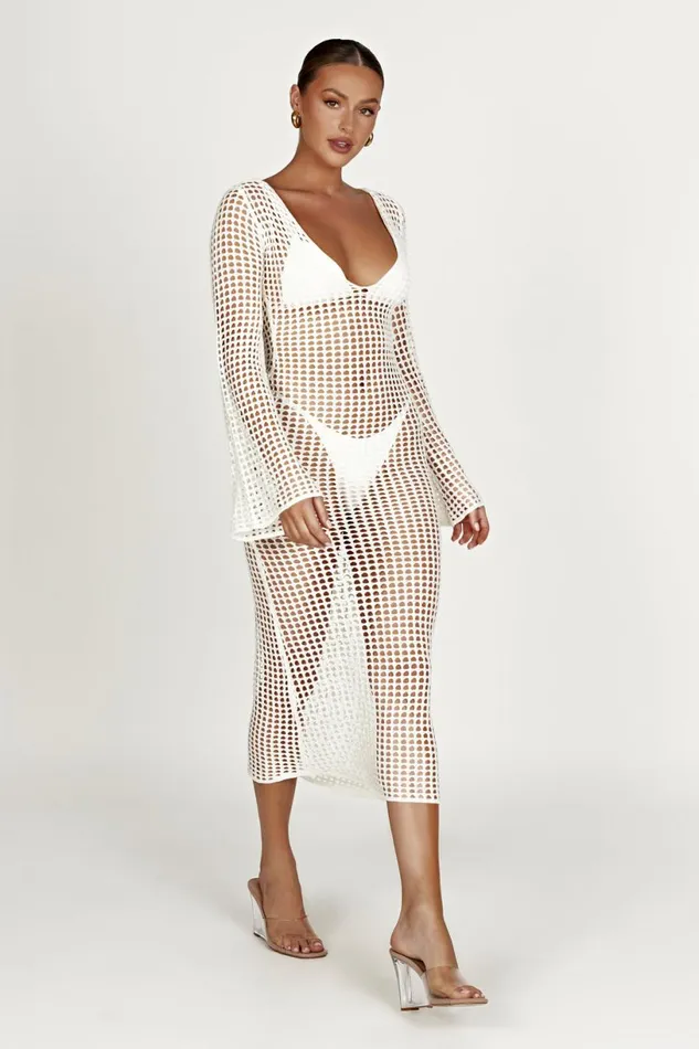 Meshki Maxi Dresses Women Murphy Long Sleeve Crochet Maxi Dress 8211 White White Meshki Maxi Dresses Women Murphy Long Sleeve Crochet Maxi Dress 8211 White White