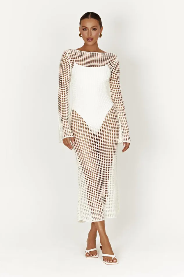 Meshki Maxi Dresses Women Murphy Long Sleeve Crochet Maxi Dress 8211 White White Meshki Maxi Dresses Women Murphy Long Sleeve Crochet Maxi Dress 8211 White White