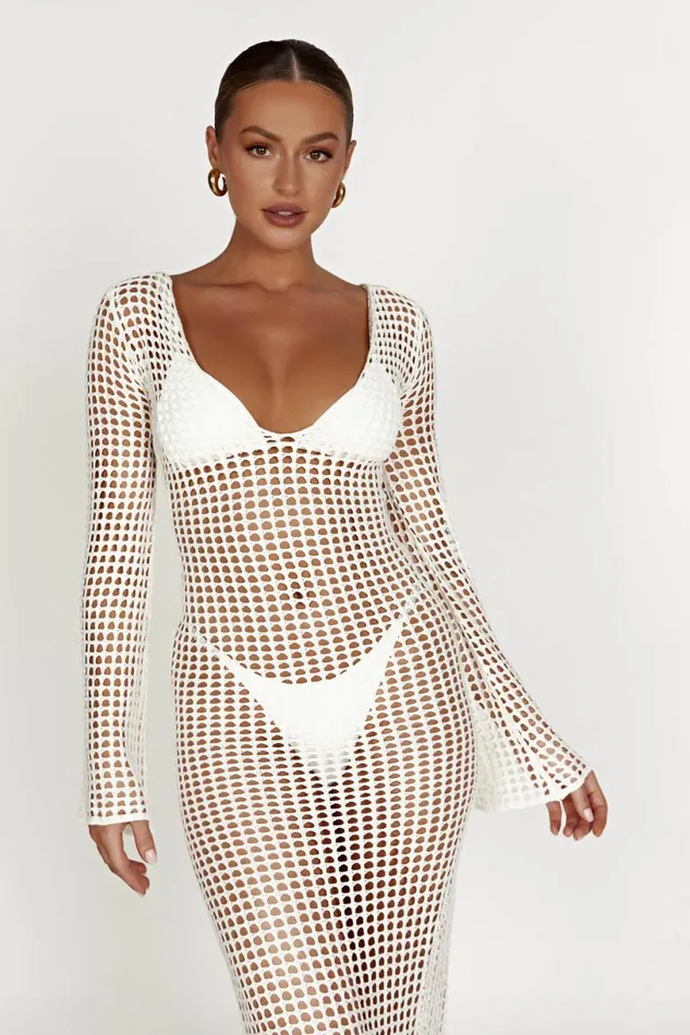 Meshki Maxi Dresses Women Murphy Long Sleeve Crochet Maxi Dress 8211 White White Meshki Maxi Dresses Women Murphy Long Sleeve Crochet Maxi Dress 8211 White White