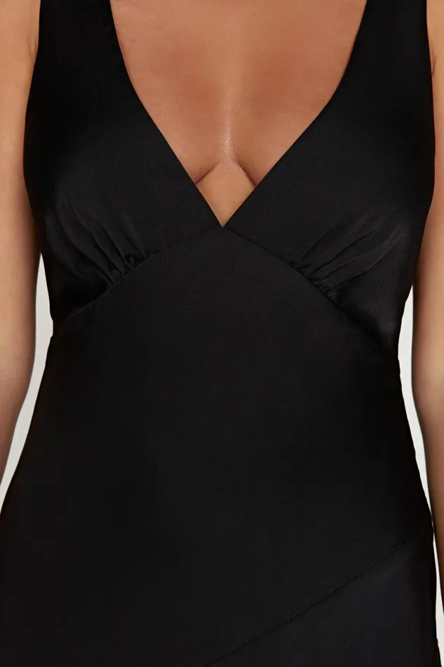 Meshki Maxi Dresses Women Nadia Maxi Satin Dress With Back Cowl 8211 Black Black