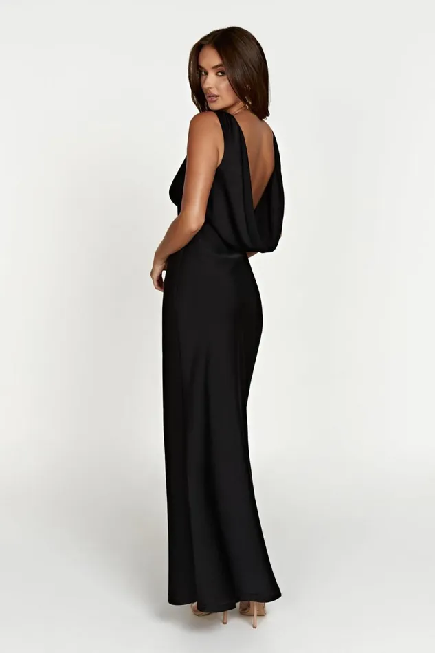 Meshki Maxi Dresses Women Nadia Maxi Satin Dress With Back Cowl 8211 Black Black