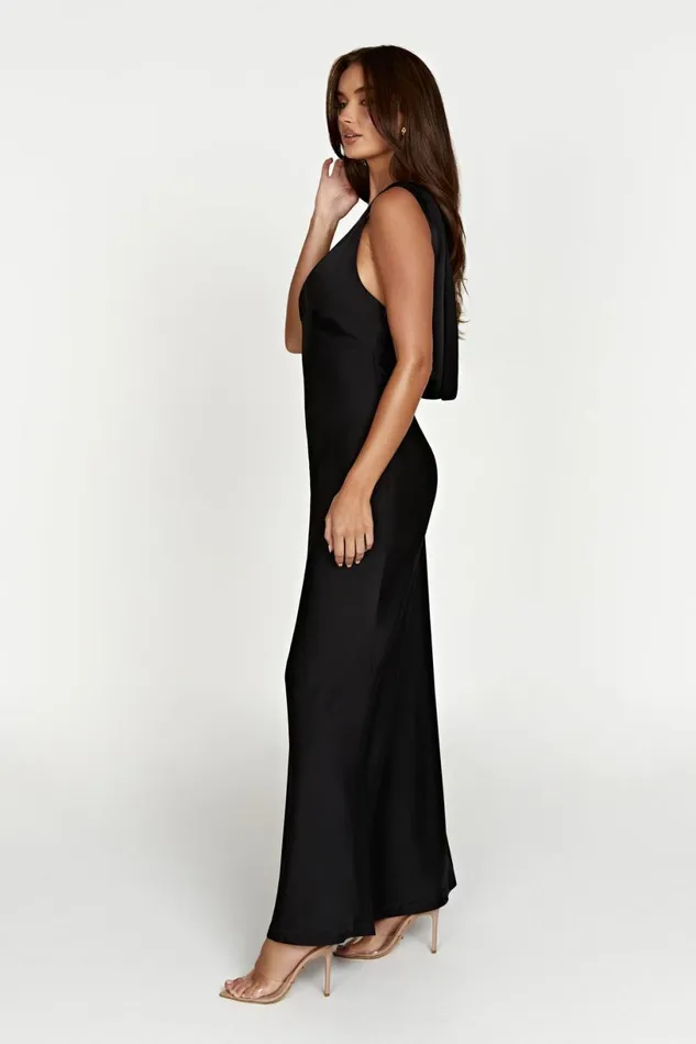 Meshki Maxi Dresses Women Nadia Maxi Satin Dress With Back Cowl 8211 Black Black