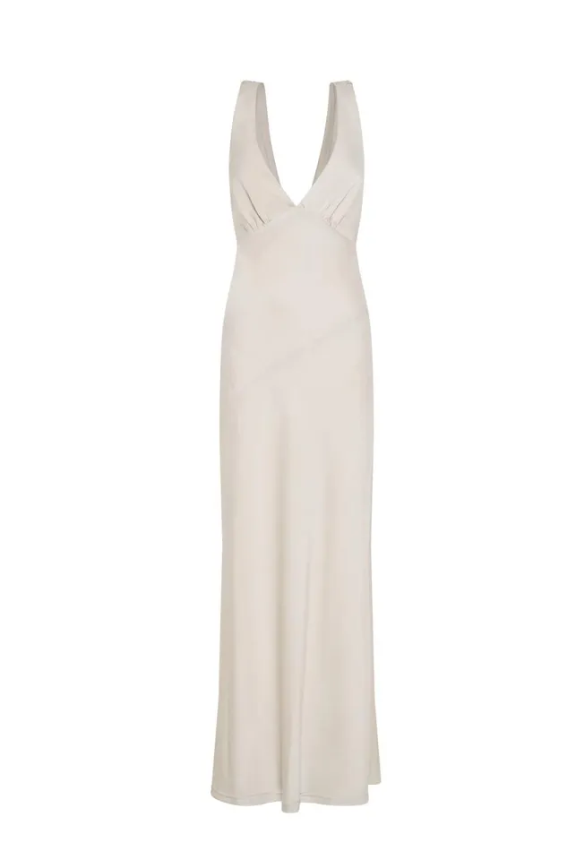 Meshki Maxi Dresses Women Nadia Maxi Satin Dress With Back Cowl 8211 Silver Silver