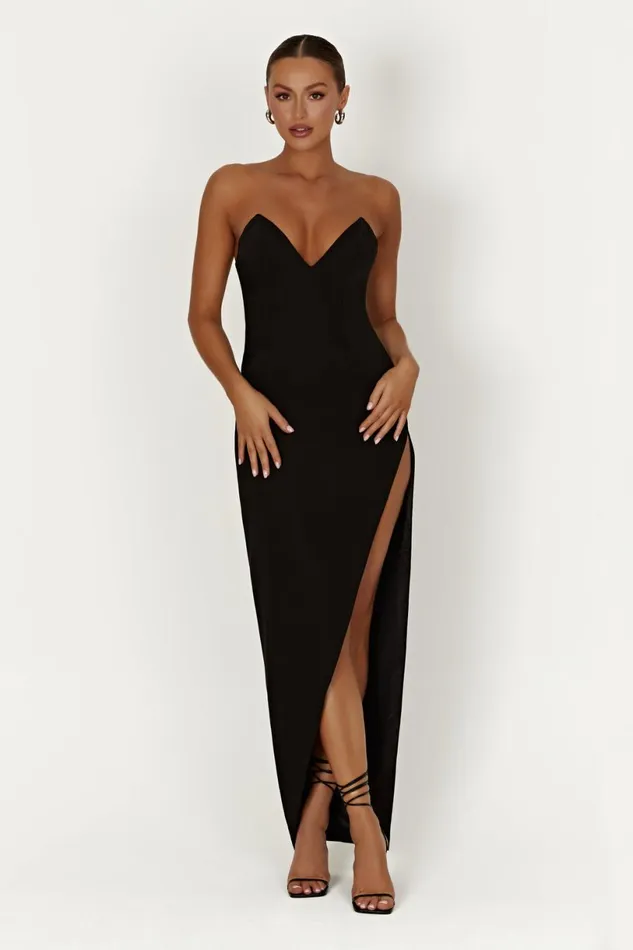 Meshki Maxi Dresses Women Natasha Pointed Corset Maxi Dress 8211 Black Black