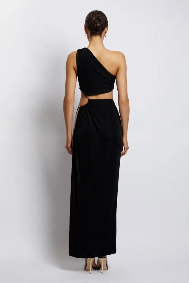 Meshki Maxi Dresses Women Paige Ruched Side Cut Out Maxi Dress 8211 Black Black