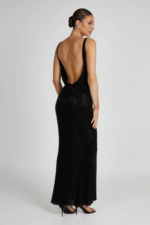 Meshki Maxi Dresses Women Pam Square Diamante Maxi Dress 8211 Black Black